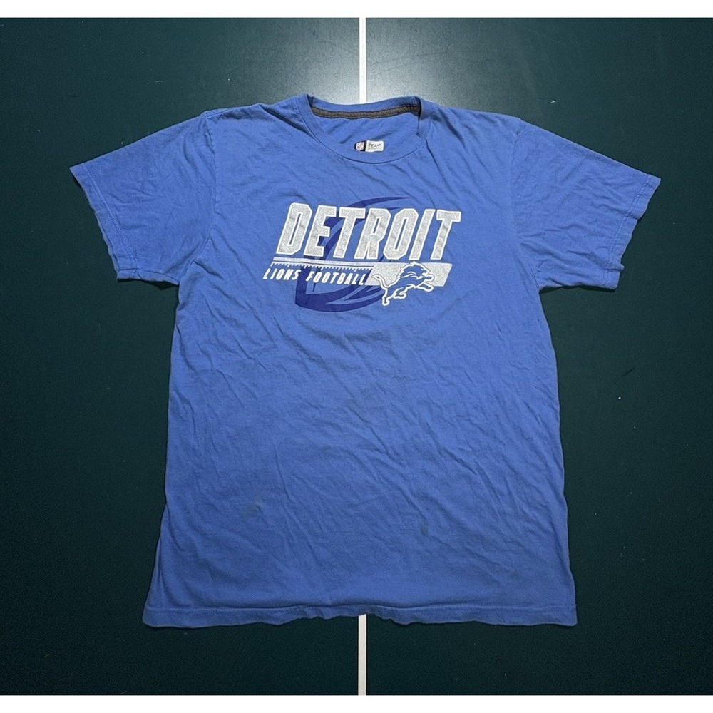 Detroit Lions NFL Graphic T-shirt Men's Medium Blue Short Sleeve Football‎